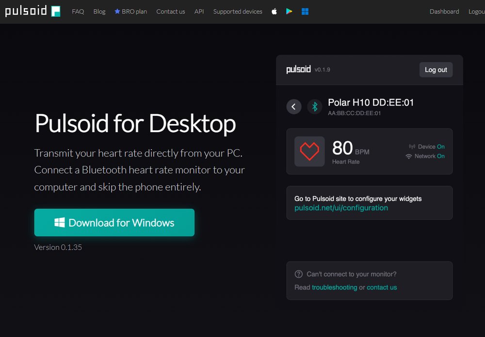Pulsoid for Desktopのダウンロードページ